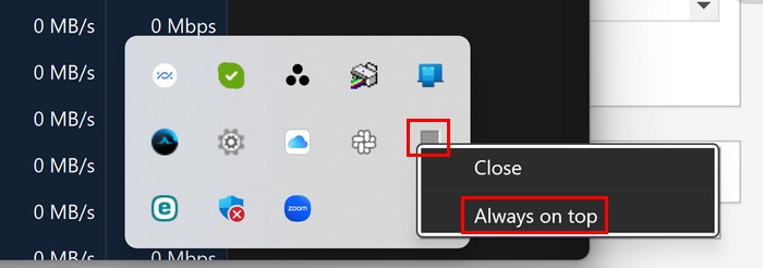 Always on top option unchecked for Windows 11