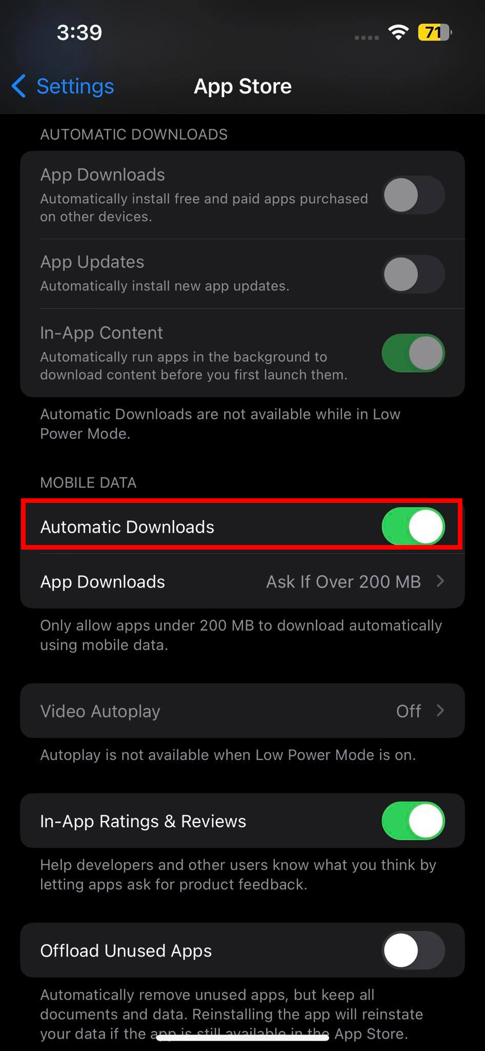 App Store Automatic Downloads