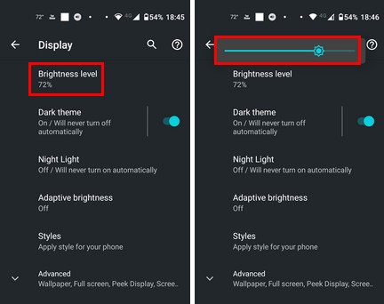 Brightness level Slider on Android