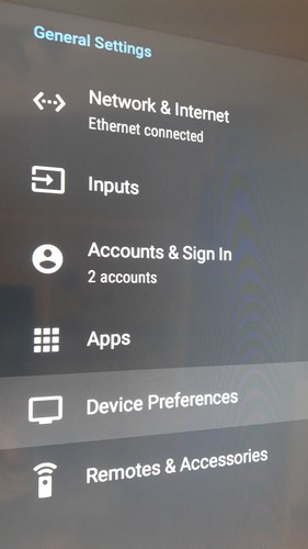 Device Preferences Android TV