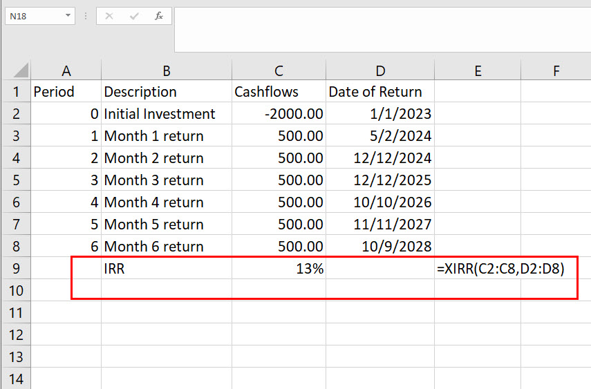 Discover How to Calculate IRR in Excel Using the XIRR Syntax