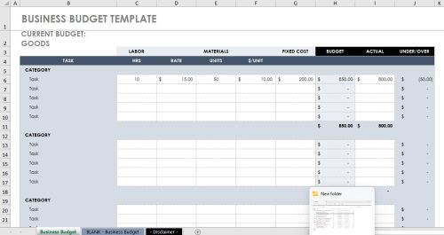Excel budget template Business Budget