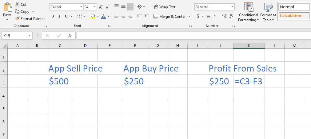 Excel formula for subtraction deduct one cell from another