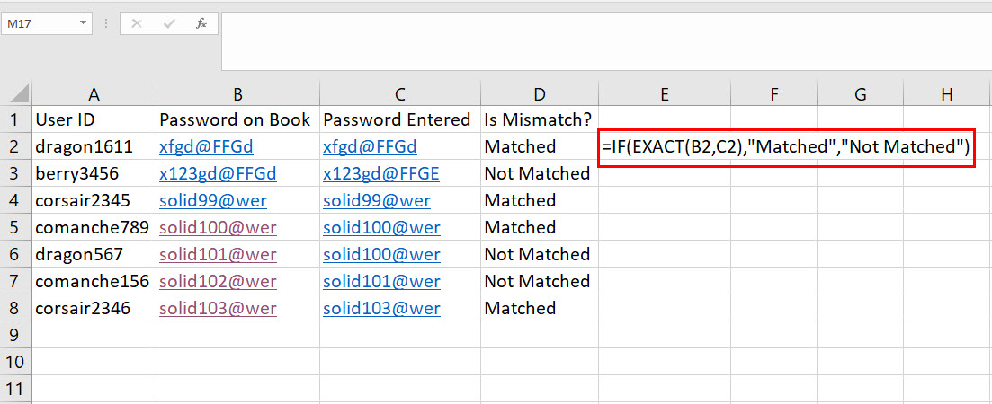 How to Compare Text in Excel Using the IF Formula