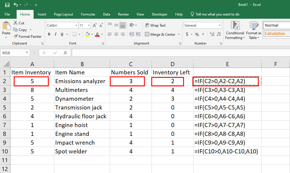 IF-THEN Formula in Excel for Inventory Management