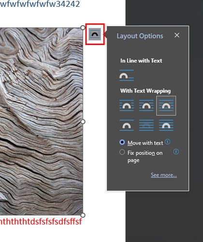 Layout options for images in Word