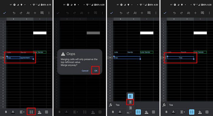 Google Sheets Merge Cells Android