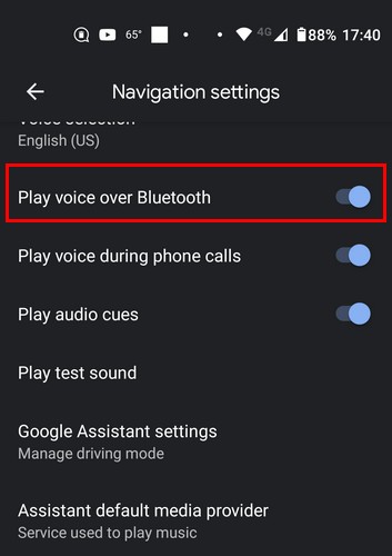Play voice over Bluetooth Google Maps
