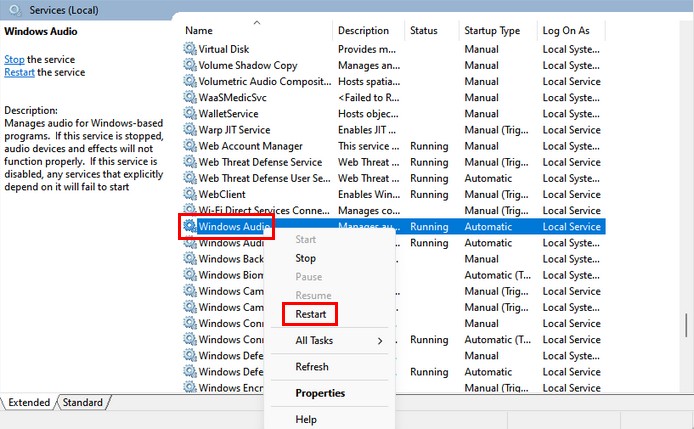 Restart Windows 11 Services