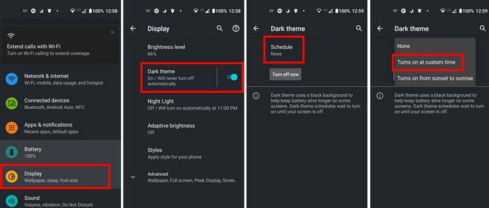Schedule Dark Mode Android 11
