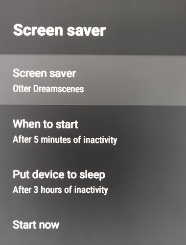 Screen saver options on Android Tv