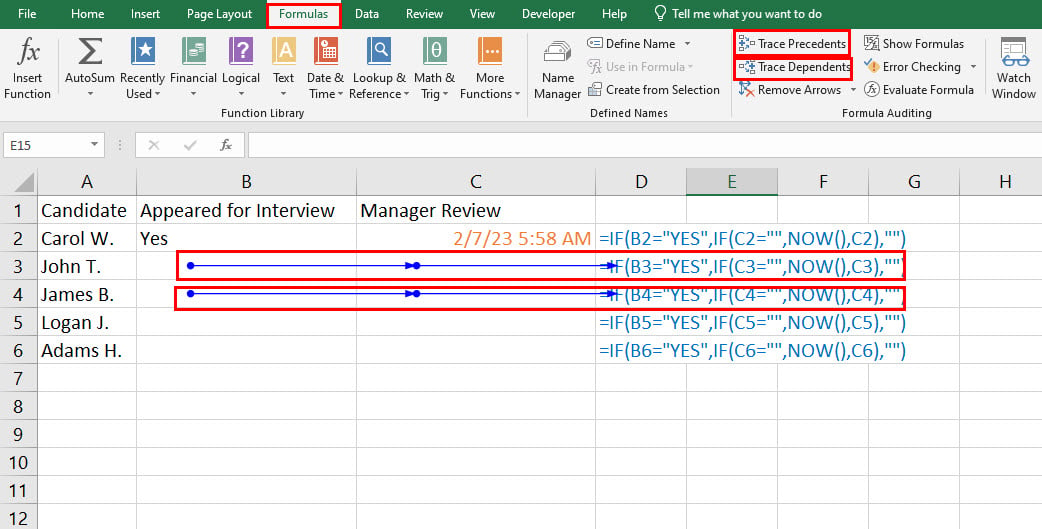 Use formula tracing for How to Find Circular References in Excel