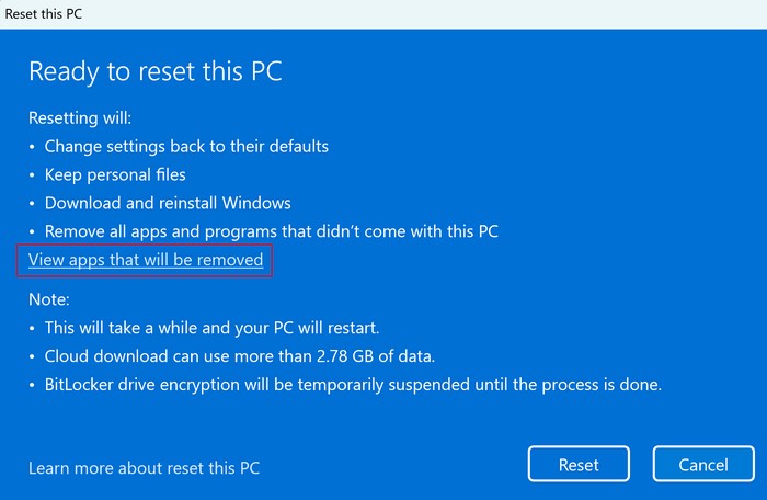 View apps that'll be removed Windows 11
