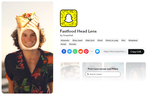 Fastfood Head Lens Snapchat Lenses