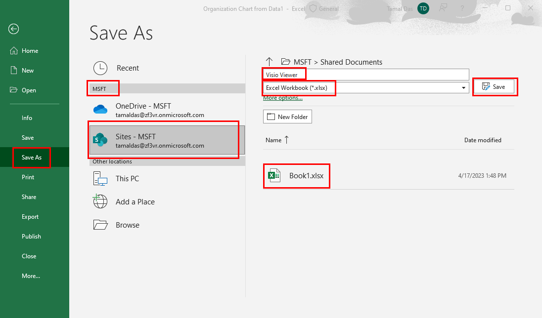 How to save Excel sheets on a cloud server