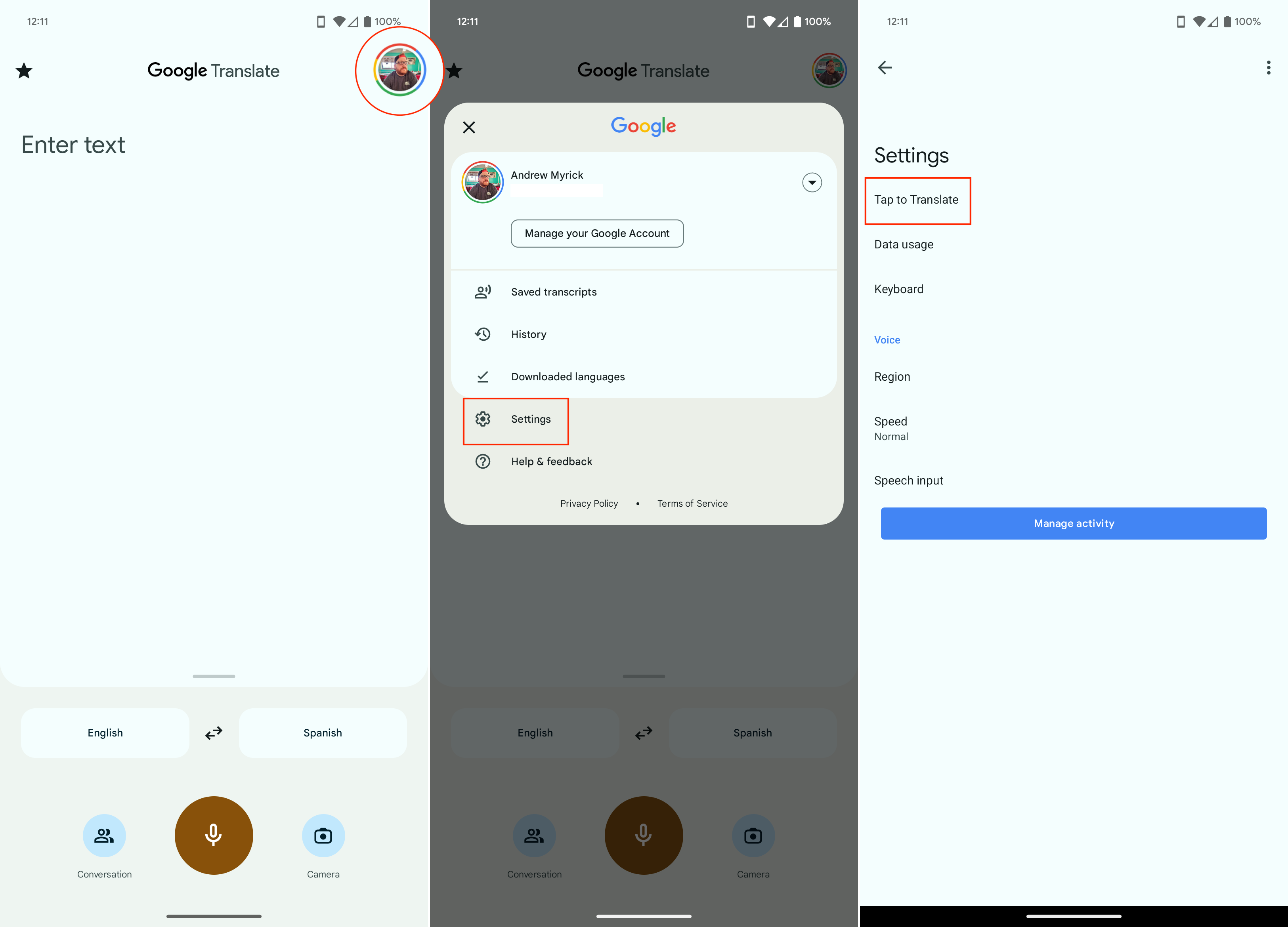 How to translate messages on Android - 2