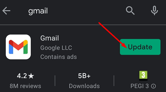 update gmail app android